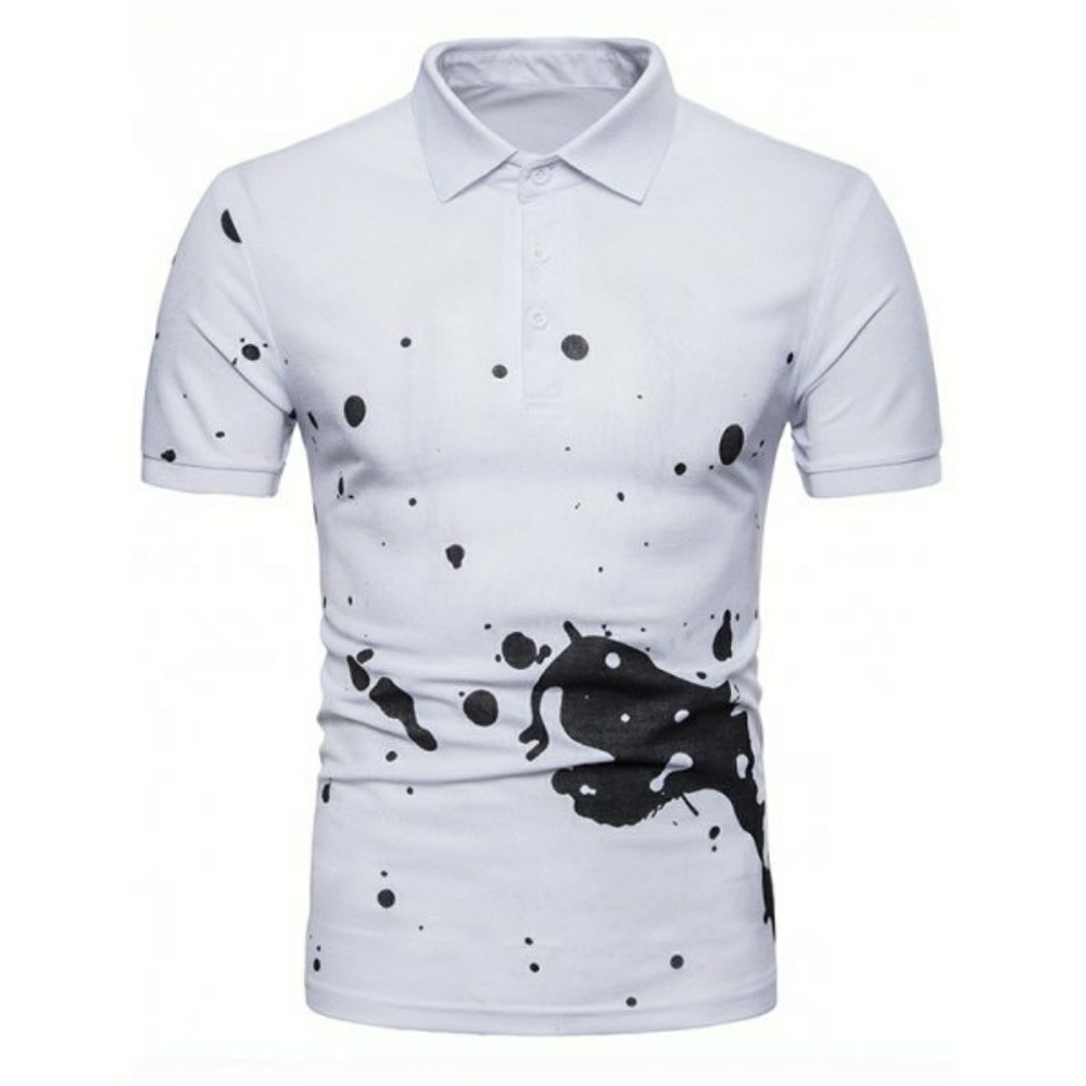 Oil Paint Print Casual Polo Shirt